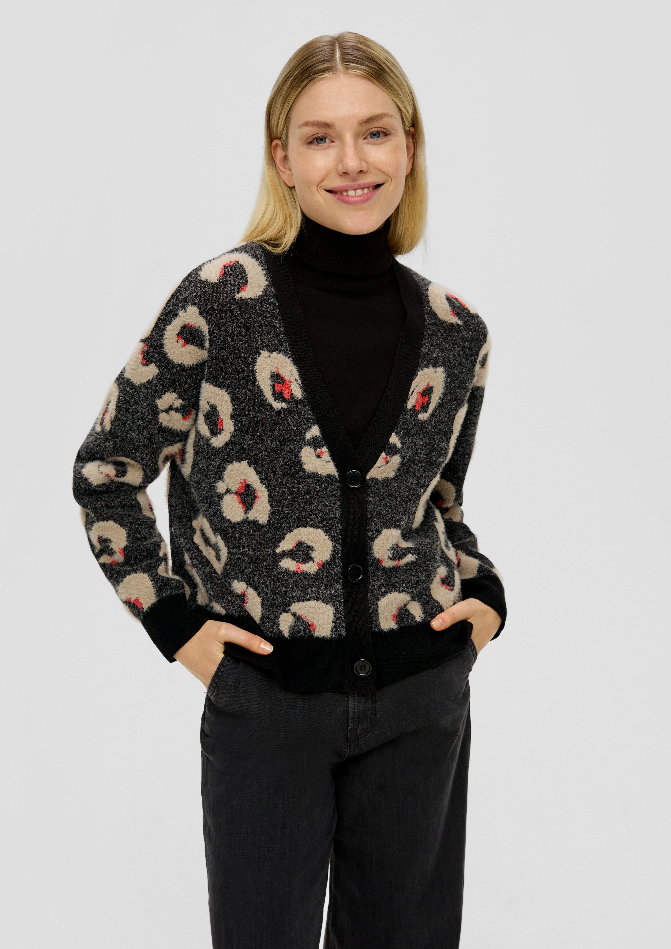 s.Oliver Cardigan Strickjacke Cardigan mit Leo-Muster