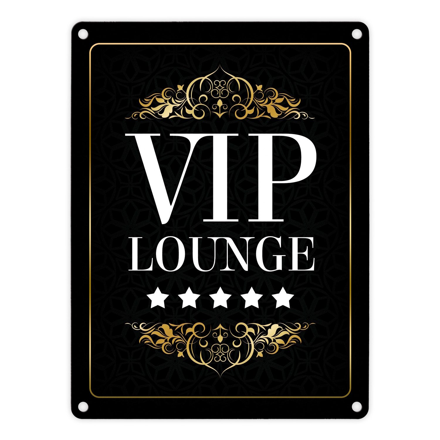 Metallschild VIP Lounge Metallschild mit 5 Sterne Motiv Party Luxus Star Feier