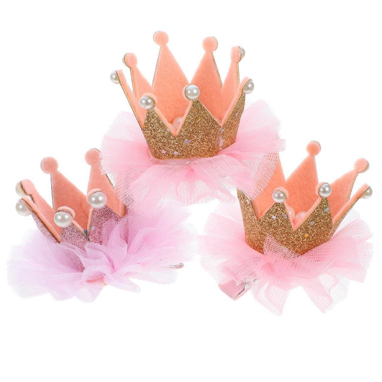 LuxusKollektion Haarspange Haarspangen Kinder Perlenkrone 5cm 3er-Pack