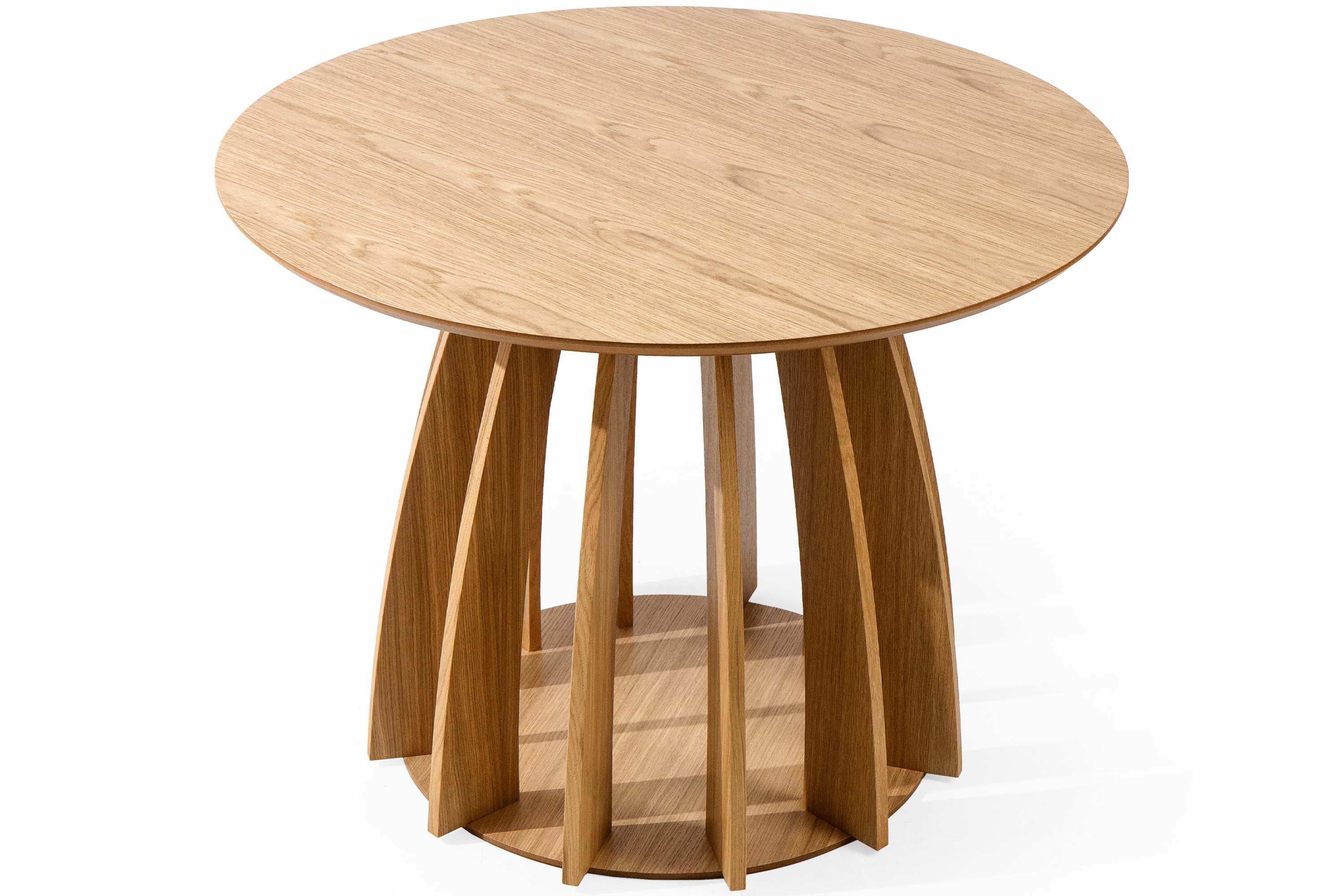 KONSIMO® Esstisch APOLI Wohnzimmertisch, Runder Esstisch, Eichenfurnierplatte, hergestellt in der EU, Gewicht: 29,5 kg, Durchmesser: 100 cm