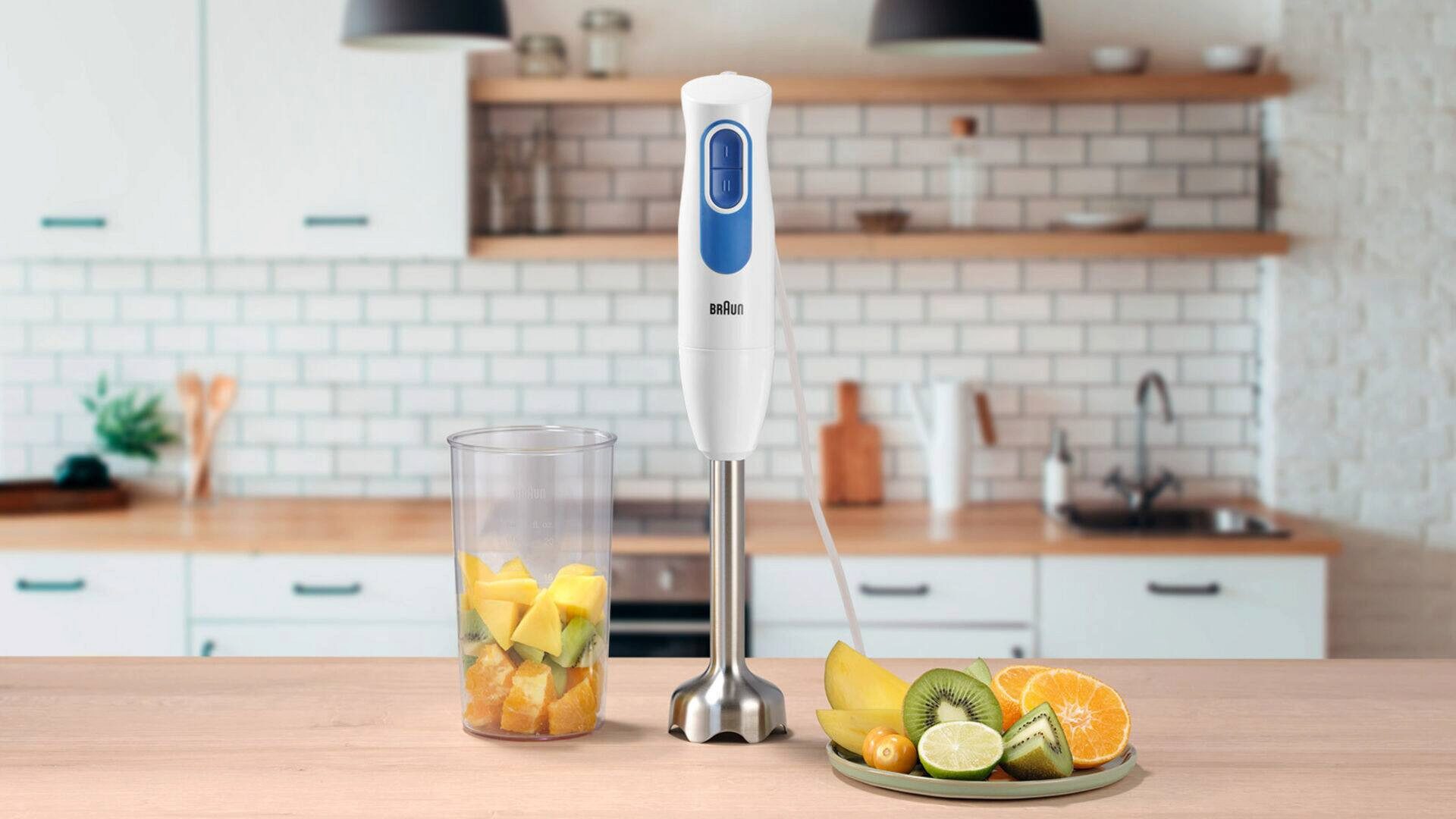 Braun Stabmixer MultiQuick 2 MQ 20.001 M - 600 W, 2 Geschwindigkeiten, Edelstahl, 600 W, Leicht, Pürierstab, Mixer, Zubehör spülmaschinenfest, Babybrei – Bild 4 von 5