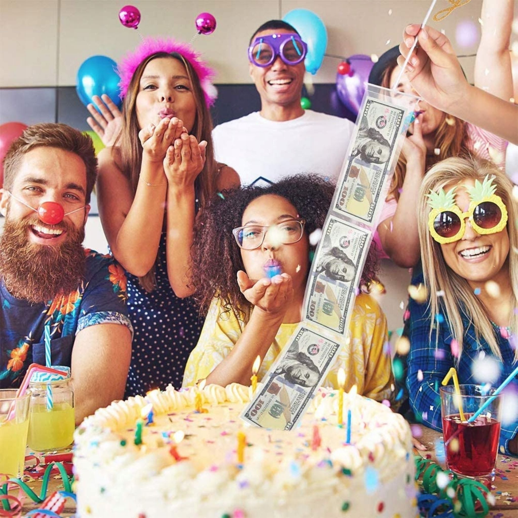 Festivalartikel, Topper Geldkuchenbox Geburtstagsgeschenk mit Happy Birthday Topper