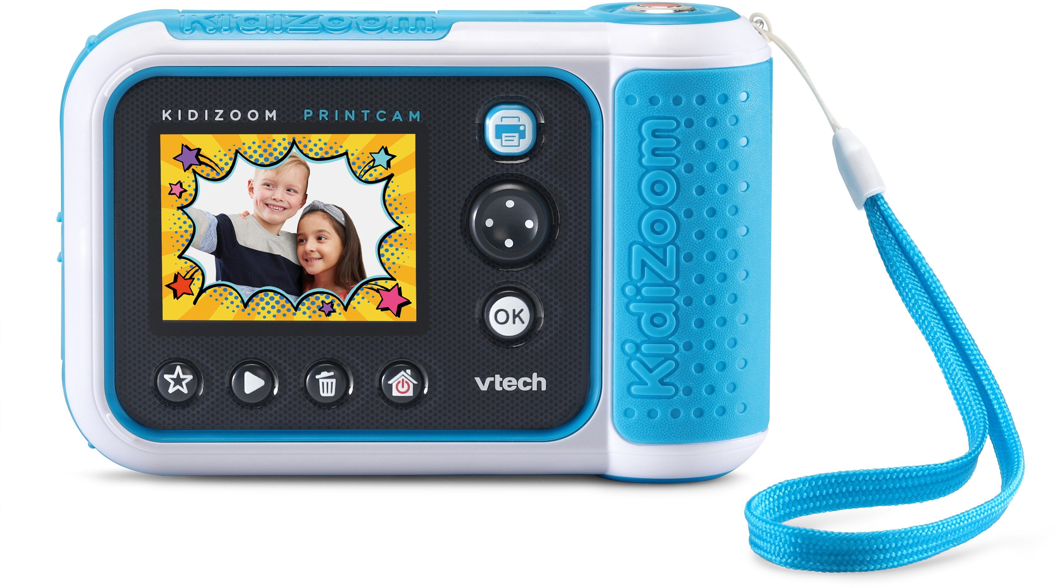 Vtech® KidiZoom Print Cam, blau Kinderkamera (5 MP, mit eingebautem Thermodrucker)