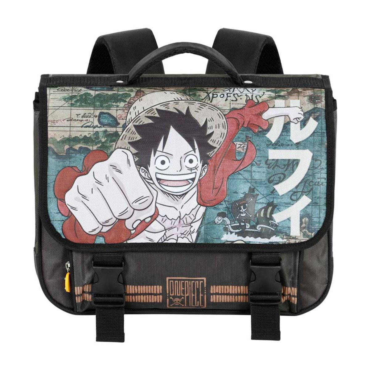 One Piece Schulranzen - 38 × 30 × 12 cm Rucksack mit Überschlag und Steckverschluss (1-tlg)