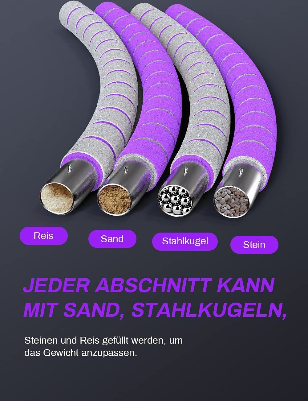 GOLDEN Hula-Hoop-Reifen Hula Hoop Reifen, Hula Hoop zur Gewichtsabnahme und Massage (1,2 kg) (Fitness set)