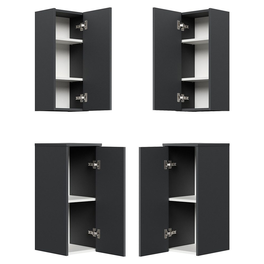 Lomadox Badkommode LIVIGNO-02, Set mit Hängeschrank, graphit matt