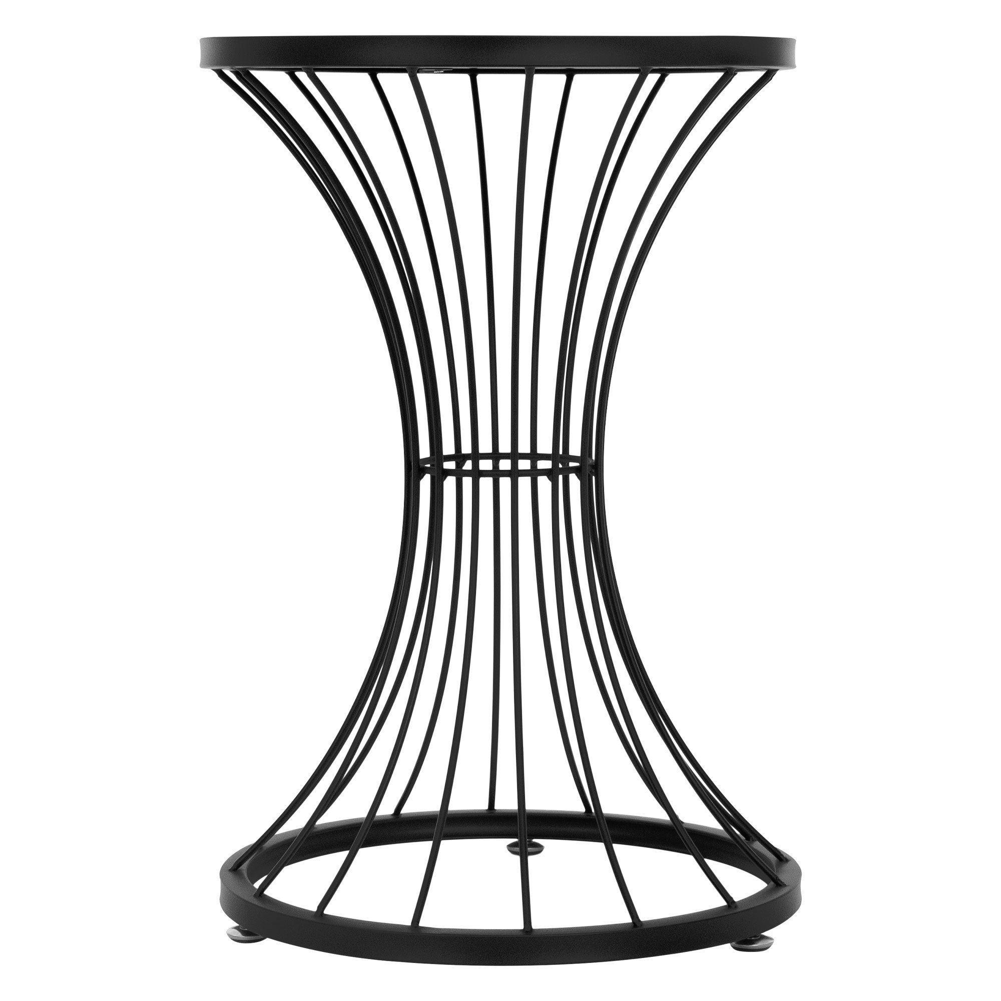 Sofatisch Schwarz Tischplatte Metalltisch Metall Ø38x57cm Couchtisch Stundenglas-Form Beistelltisch Wohnzimmertisch Kaffeetisch, ML-DESIGN Rund Holz