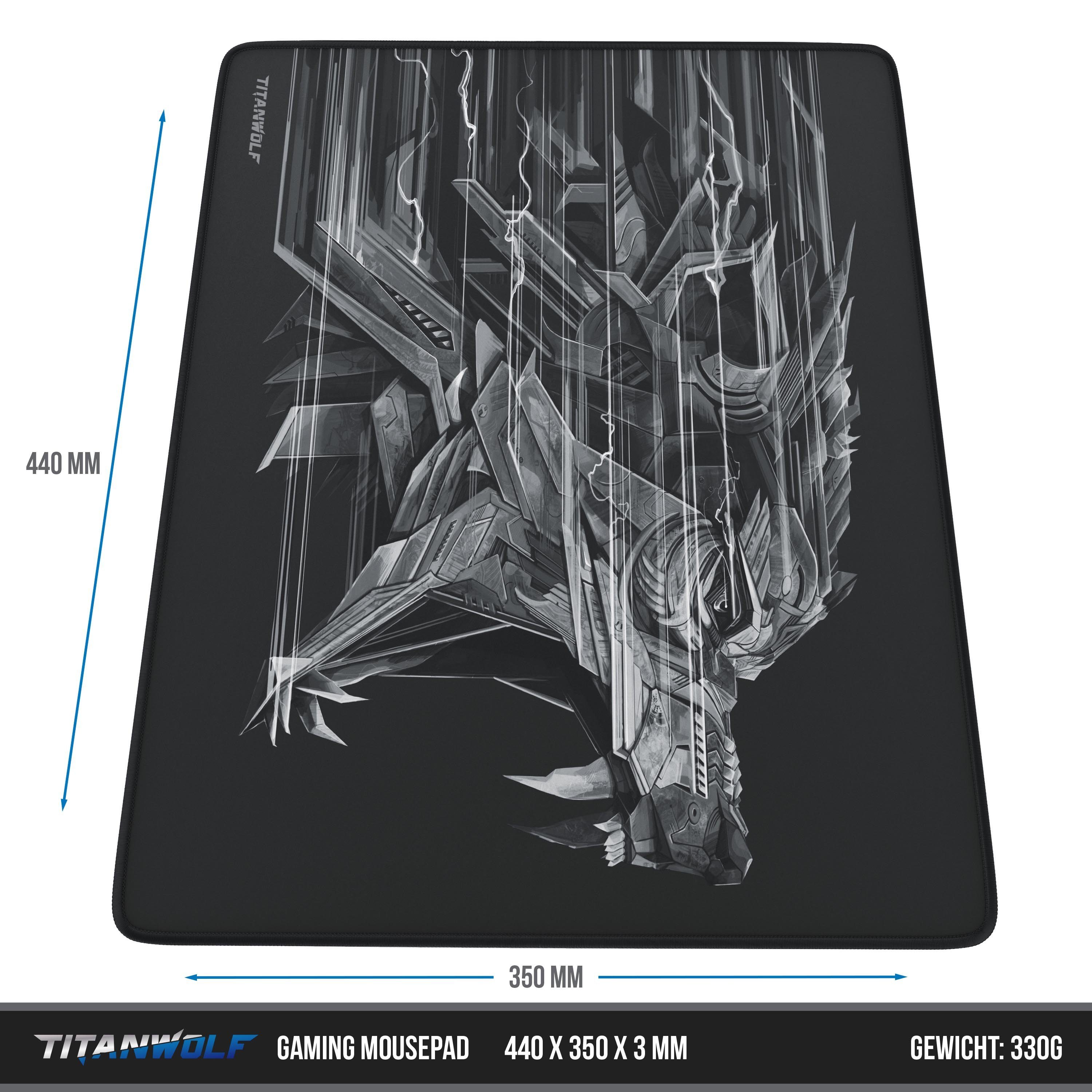 Titanwolf Gaming Mauspad XL Speed Mousepad 440 x 350 x 3 mm, Tischunterlage, strapazierfähig (1-St), rutschfest, abwaschbar, Geschwindigkeit & Präzision, Wolfsm – Bild 3 von 5