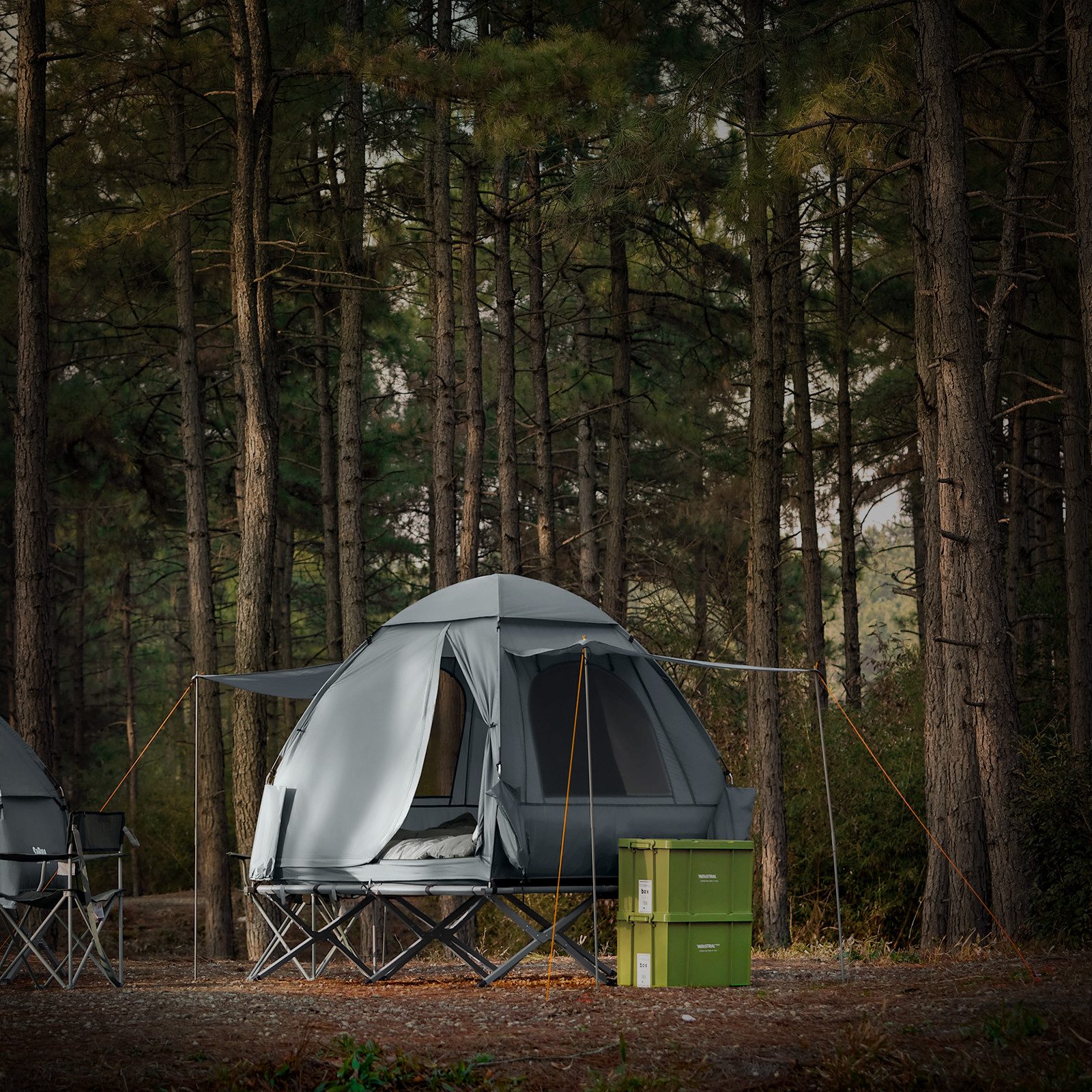 SoBuy Feldbett 4in1-Zelt mit Campingliege 2 Persone Grau OGS32-L-HG SoBuy 4 günstig online kaufen