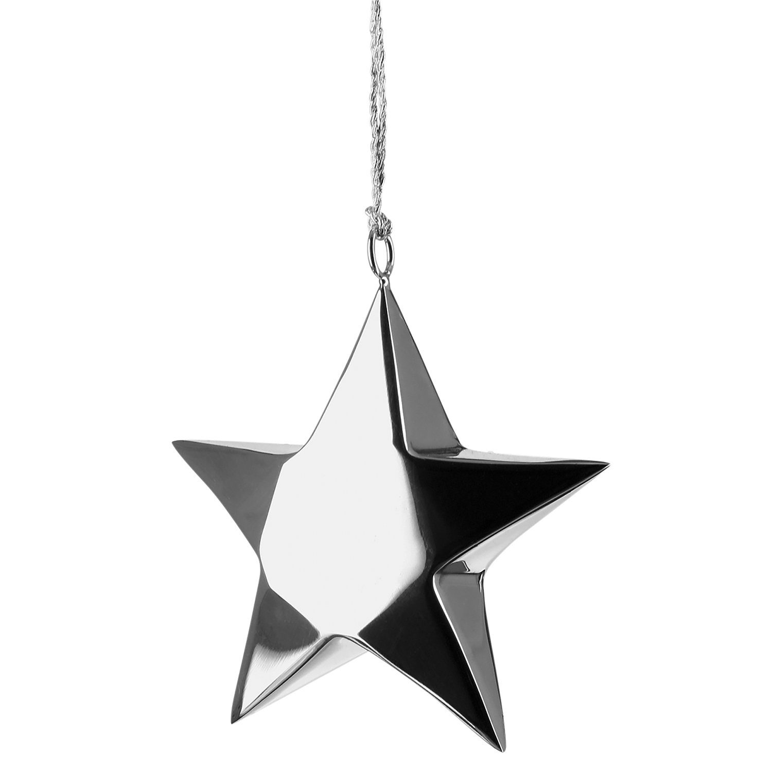 Fink Weihnachtsbaumkugel SUSA Anhänger - silberfarben - Edelstahl, poliert - H. 19cm x B. 5,5cm, Weihnachtskugeln Christbaumschmuck - Eleganter Weihnachtsschmuck Set