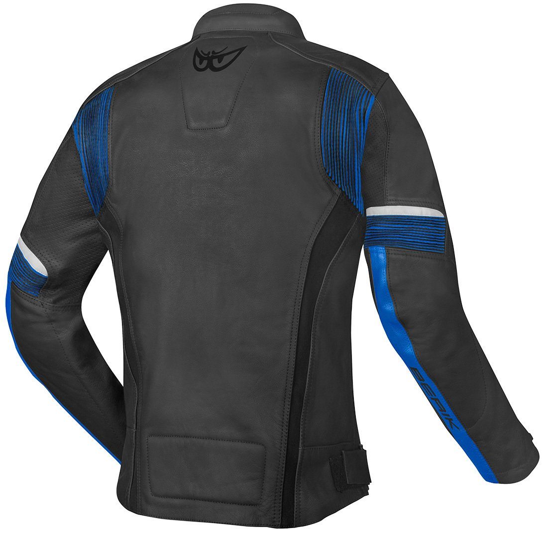 Black/Blue Lederjacke Flexius Berik Motorradjacke Motorrad