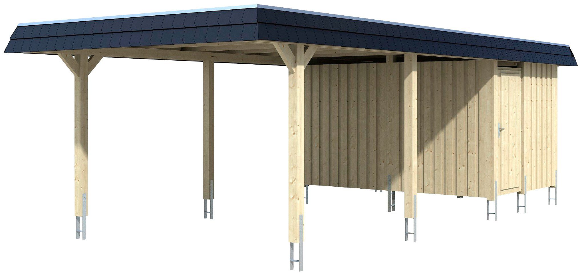 Skanholz Einzelcarport Wendland, BxT: 210 cm Einfahrtshöhe 409x870 braun cm