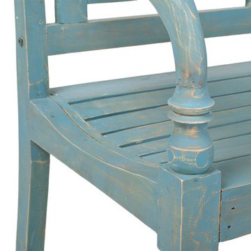 LebensWohnArt Sitzbank Sitzbank CHRISTOS Blue-Washed 100cm Mahagoni