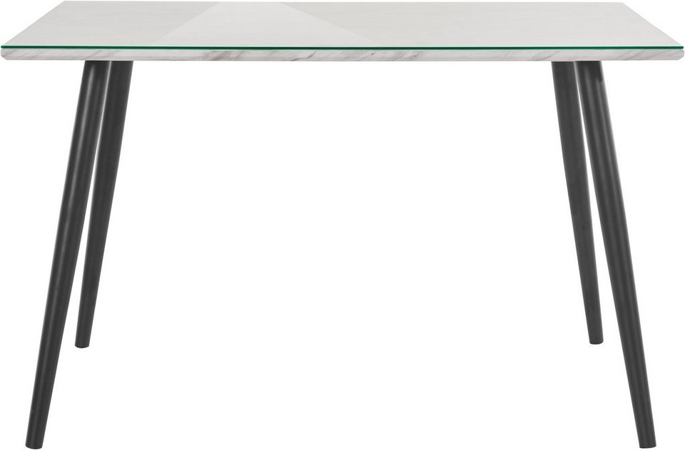 Leonique Esstisch Lovaria, Tischplatte in Marmoroptik, Glasplatte,  Metallgestell, Höhe 75 cm