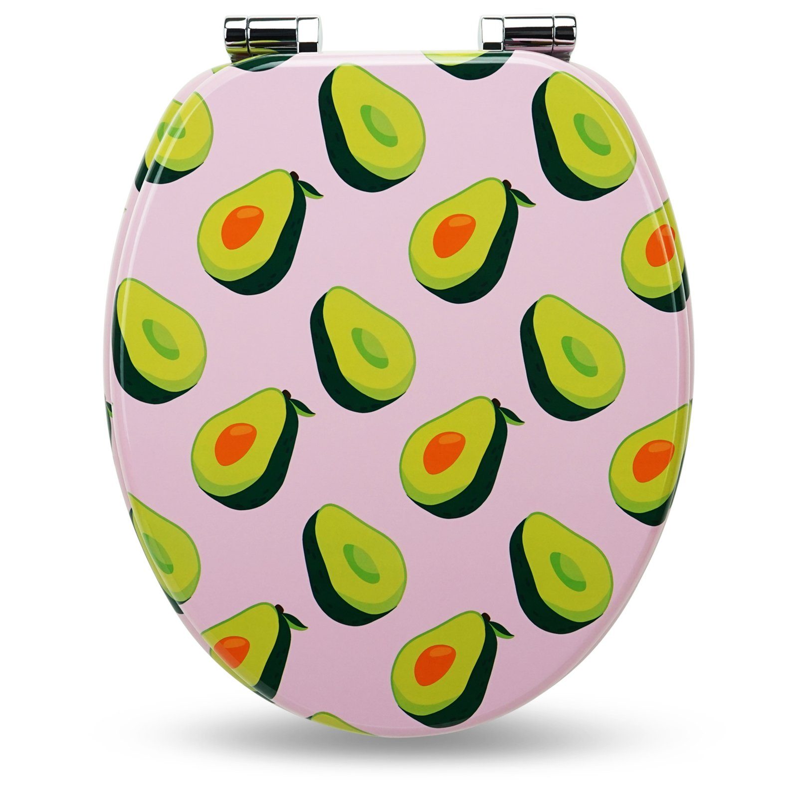 Sanfino WC-Sitz "Pink Avocado" Premium Toilettendeckel mit Absenkautomatik aus Holz, mit schönem Avocado-Motiv, hohem Sitzkomfort, einfache Montage