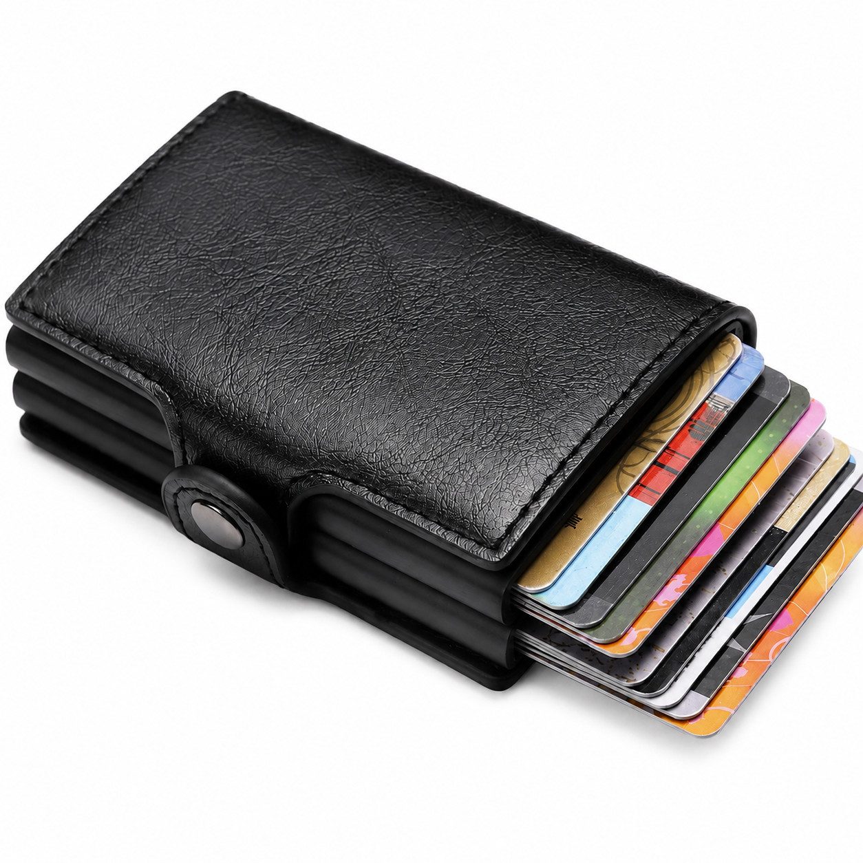 Fyrove Mini Geldbörse Herren RFID Slim Wallet, Pop-up Kartenetui mit 2 Kartenfächern (Einzelartikel), 2 Pop-up-Kartenfächer, RFID-Schutz, Platz für bis zu 12 Karten