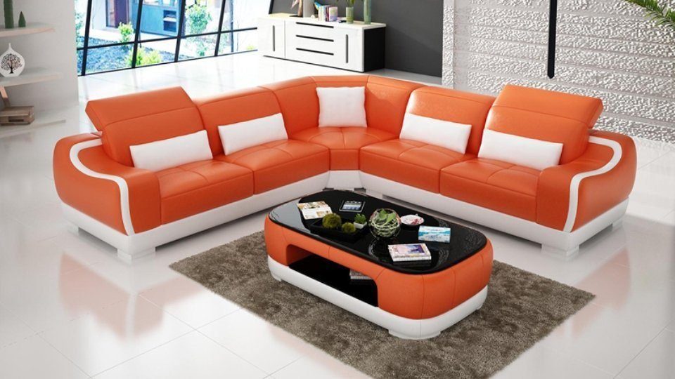 Ecksofa, Ledersofa Eck Ecksofa Wohnlandschaft Couch Design JVmoebel Sofa Modern