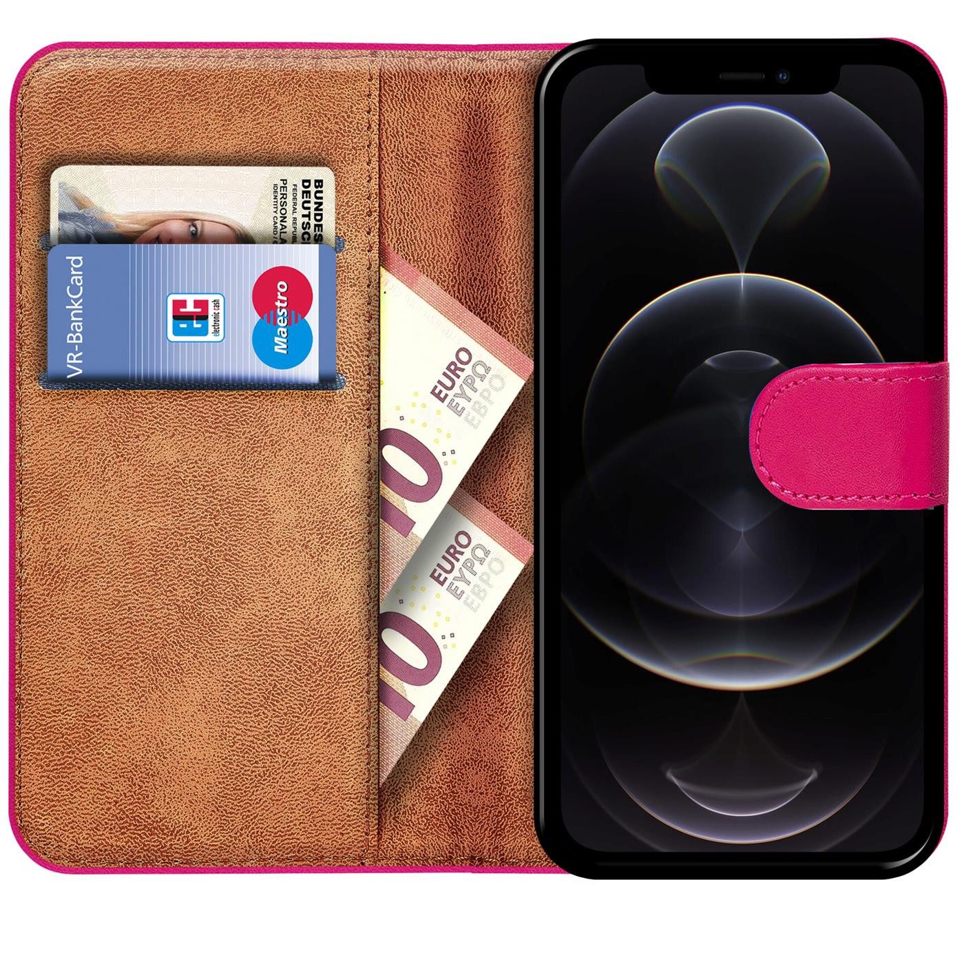 CoolGadget Handyhülle Wallet Klapp Tasche Book Case für Apple iPhone 12 / 12 Pro 6,1 Zoll, Hülle Klapphülle Flip Cover Etui Schutzhülle