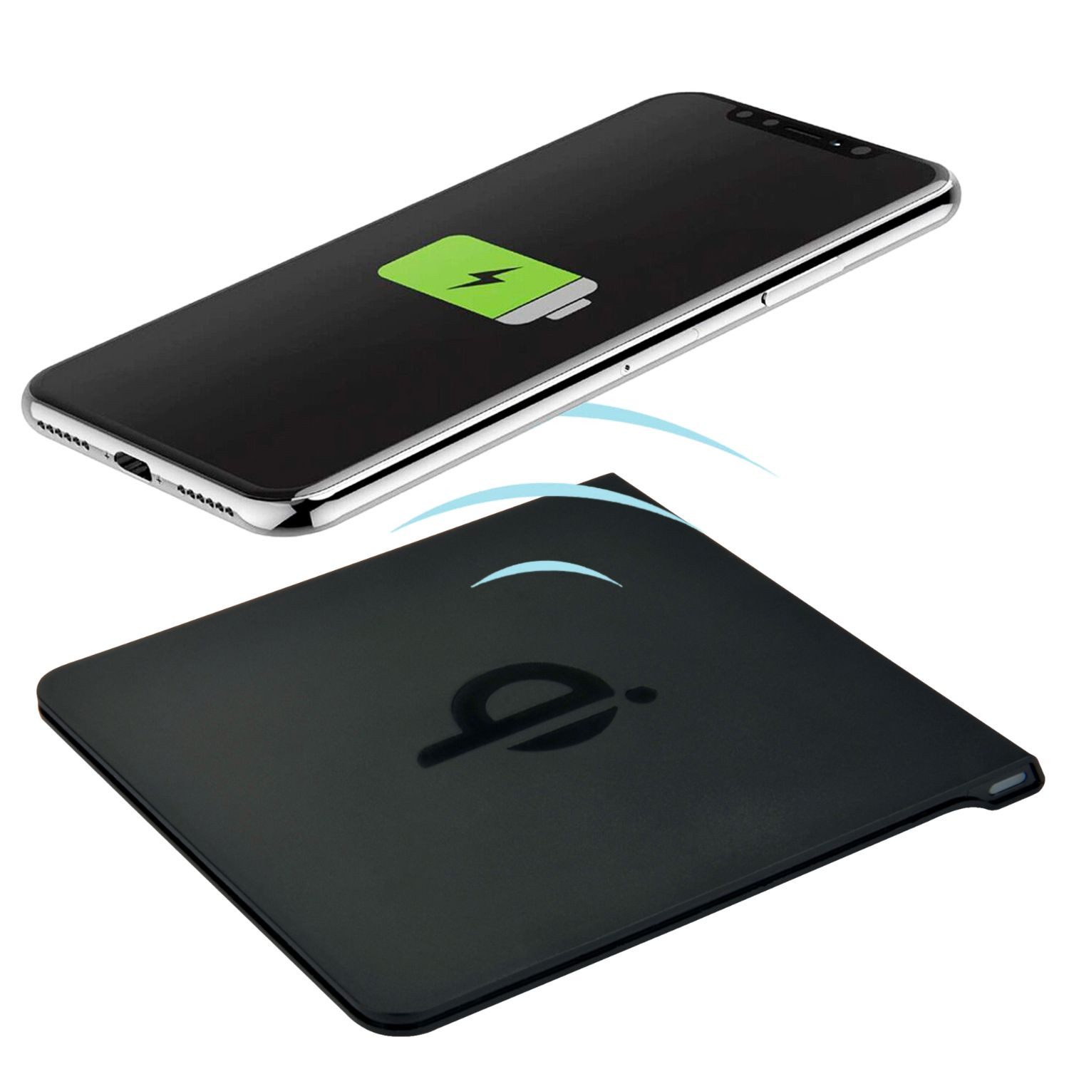 Cartrend Wireless Charger QI Ladegerät Schwarz Smartphone-Ladegerät (Kabellos Induktive Ladestation flache Ladeplatte mit Ladekabel)