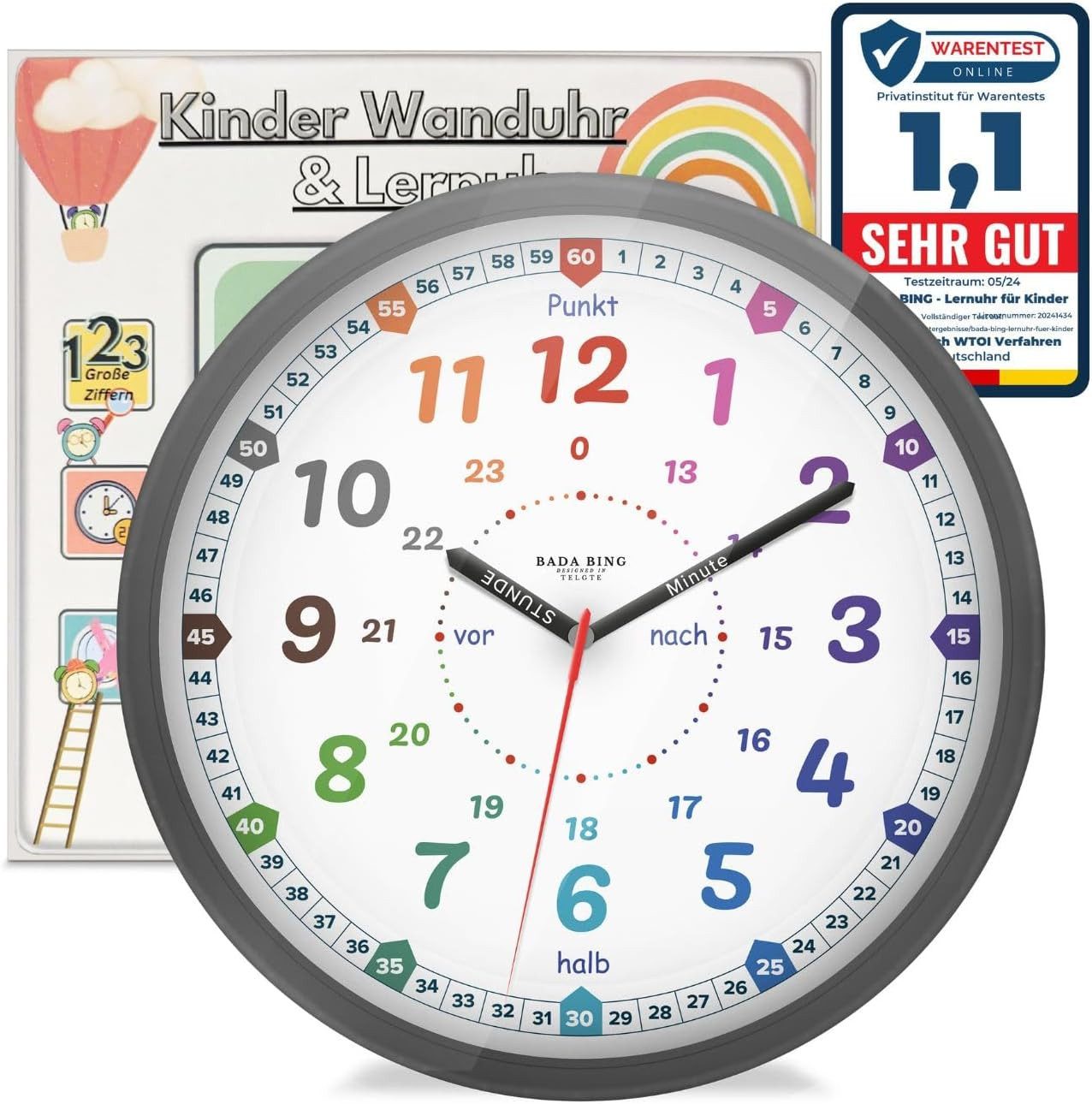 Bada Bing Wanduhr Lernuhr für Kinder günstig online kaufen