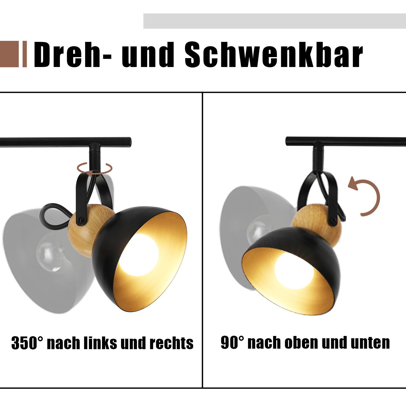 Nettlife Deckenstrahler Vintage Schwarz E27 Schwenkbar günstig online kaufen