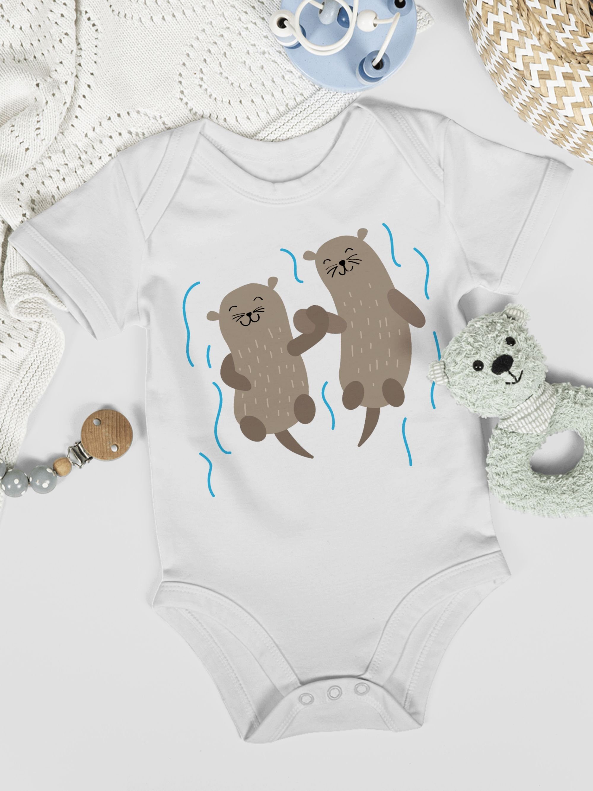 Shirtracer Shirtbody Süße Otter Animal 2 Weiß Tiermotiv Baby Print