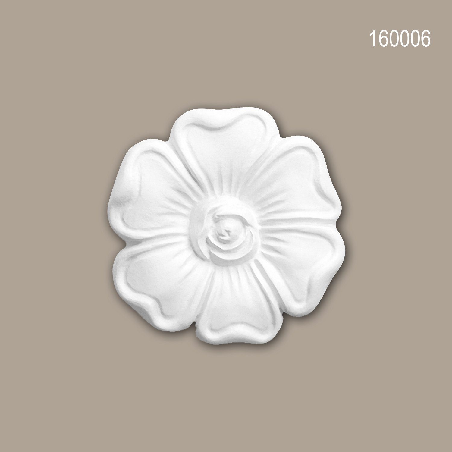 Profhome Wanddekoobjekt 160006 Rosette dekoratives Element Stuckdekor aus Polyurethan Ø 6 cm (Zierelement, 1 St., Stuckdekor, Schmuckelement, Dekorelement), weiß, vorgrundiert, Stil: Zeitlos / Klassisch