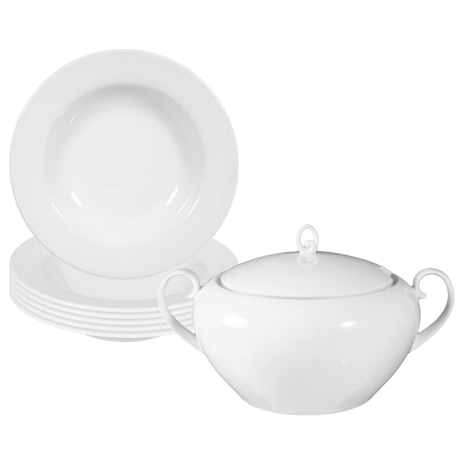Seltmann Weiden Kombiservice Rondo/Liane Suppen-Set 7-tlg. (7-tlg), 6 Personen, Porzellan