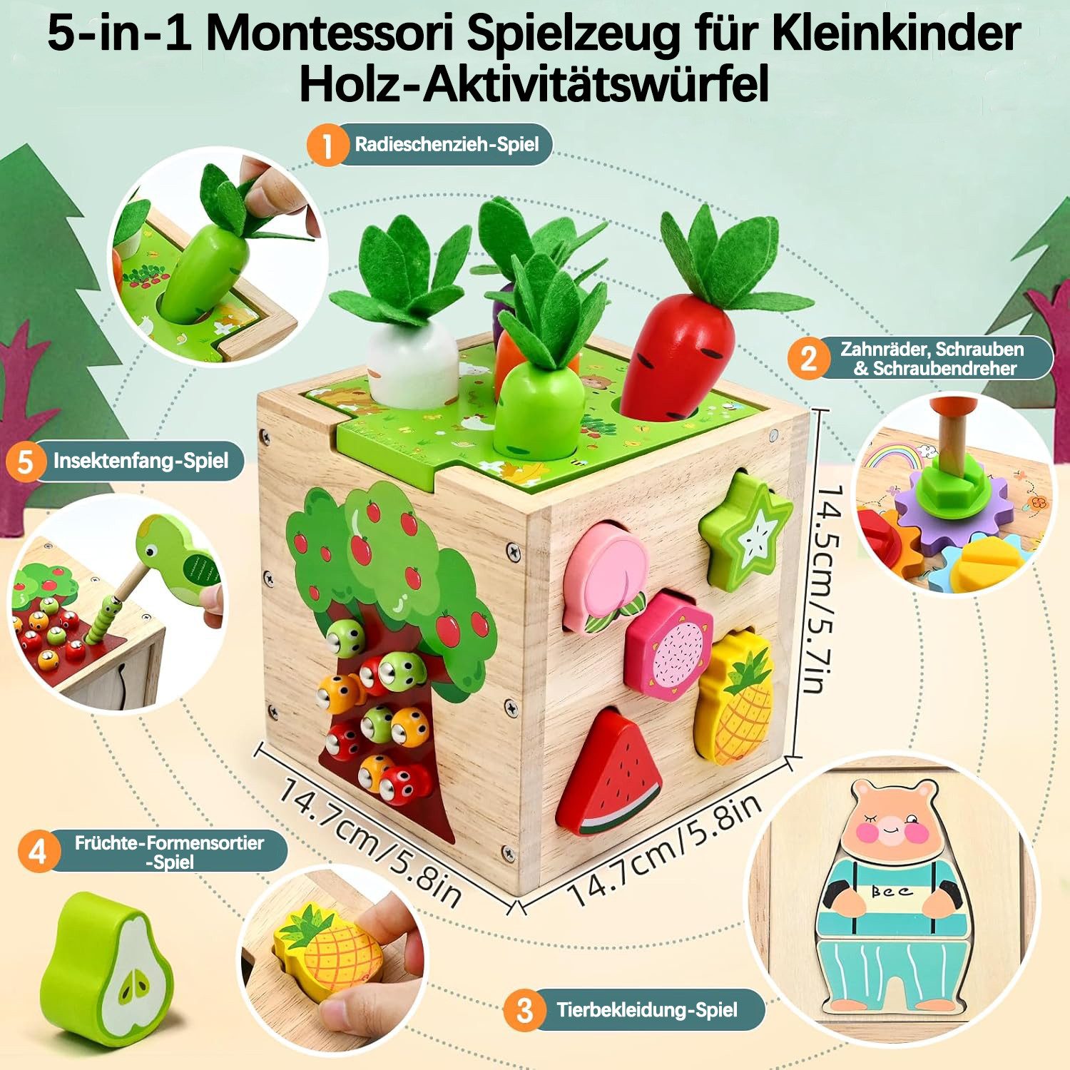 Bextcok Motorikwürfel 5 in 1 Aktivitätswürfel Spielzeug ab 1 2 3 4 jahr Ges günstig online kaufen