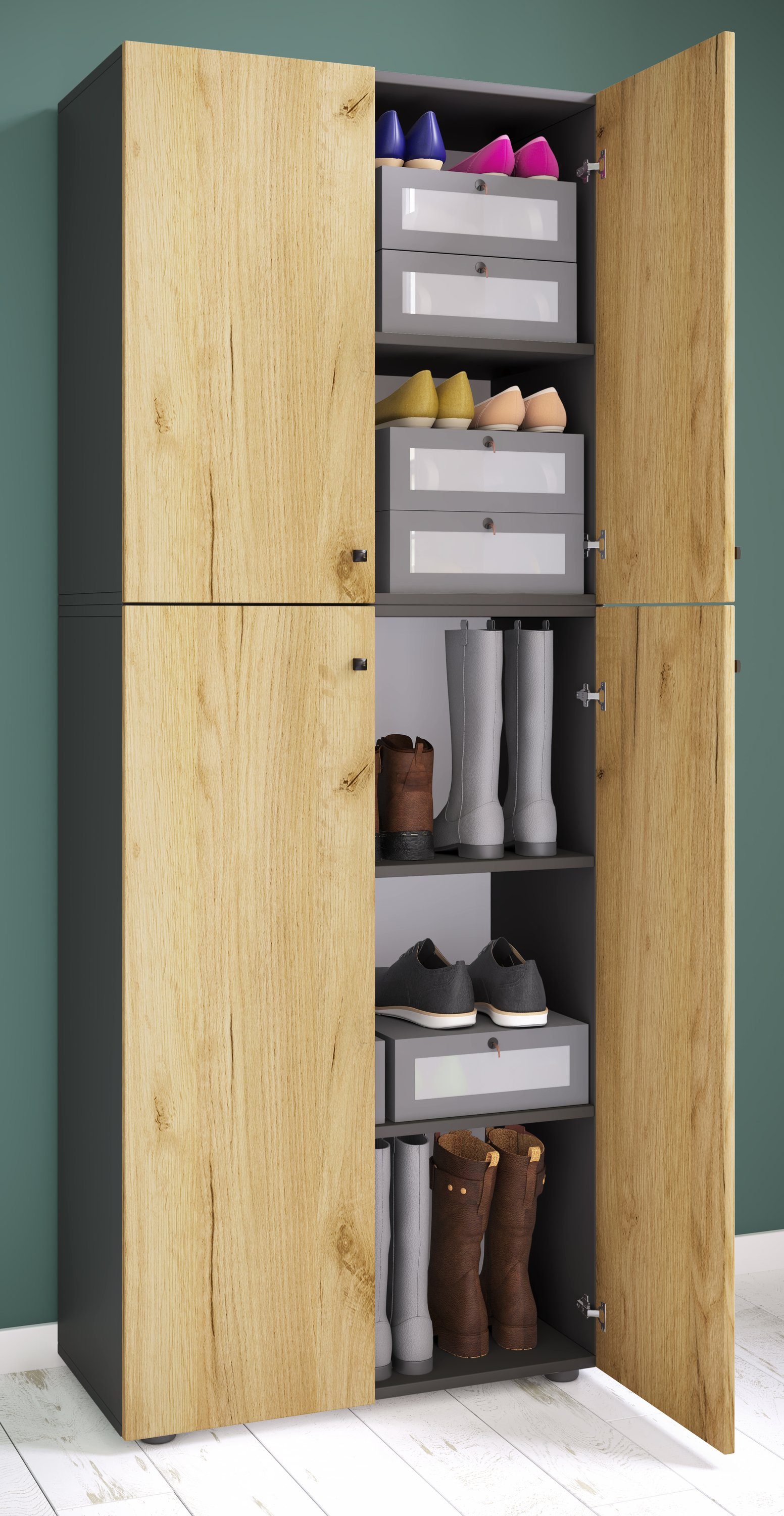 Schuhschrank XL Holz Großer Schuhschrank Schuhkommode Lona 5
