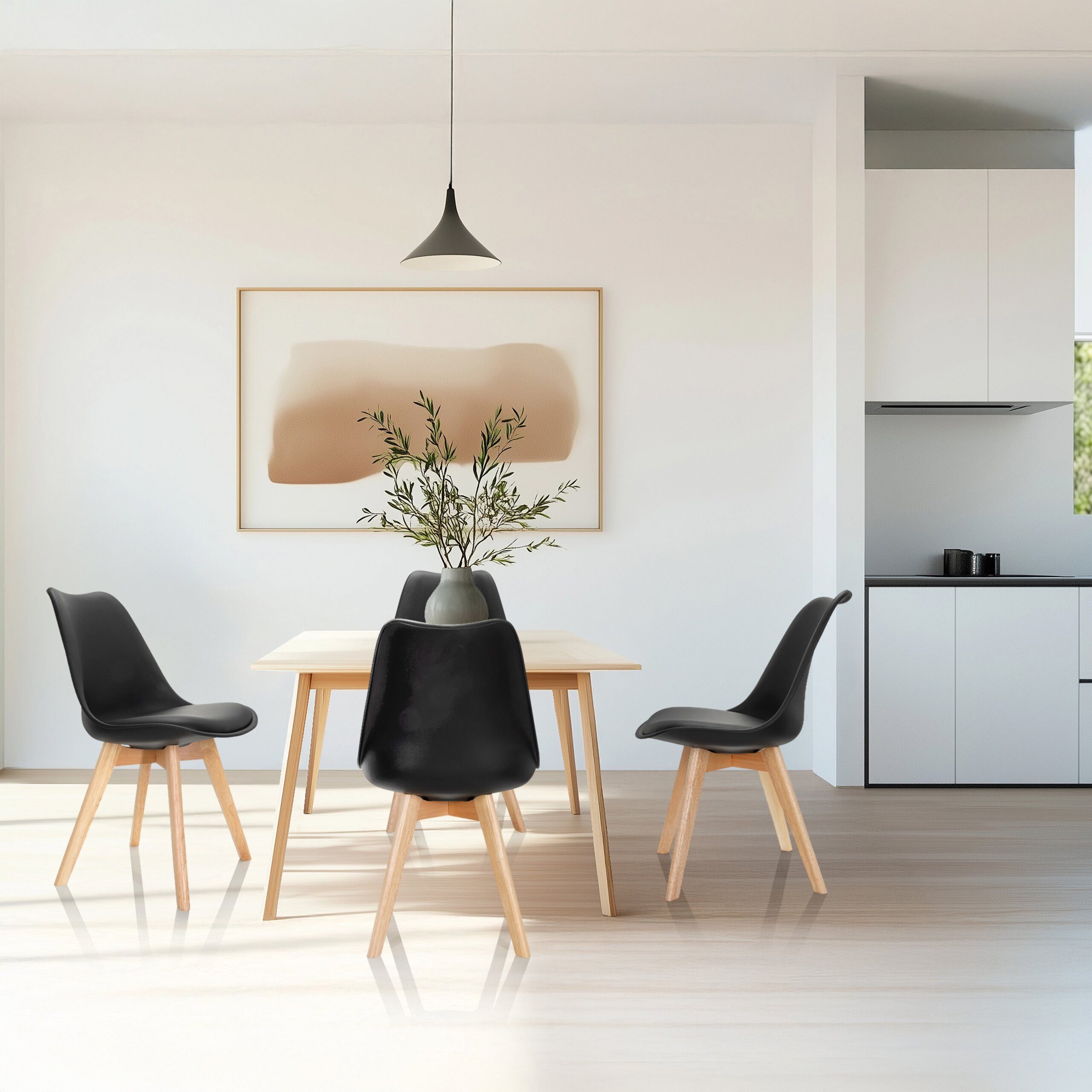 hjh OFFICE Schalenstuhl SCANDI 4 Esszimmerstuhl Kunststoff ohne Armlehnen (4er Set), SCANDI 4