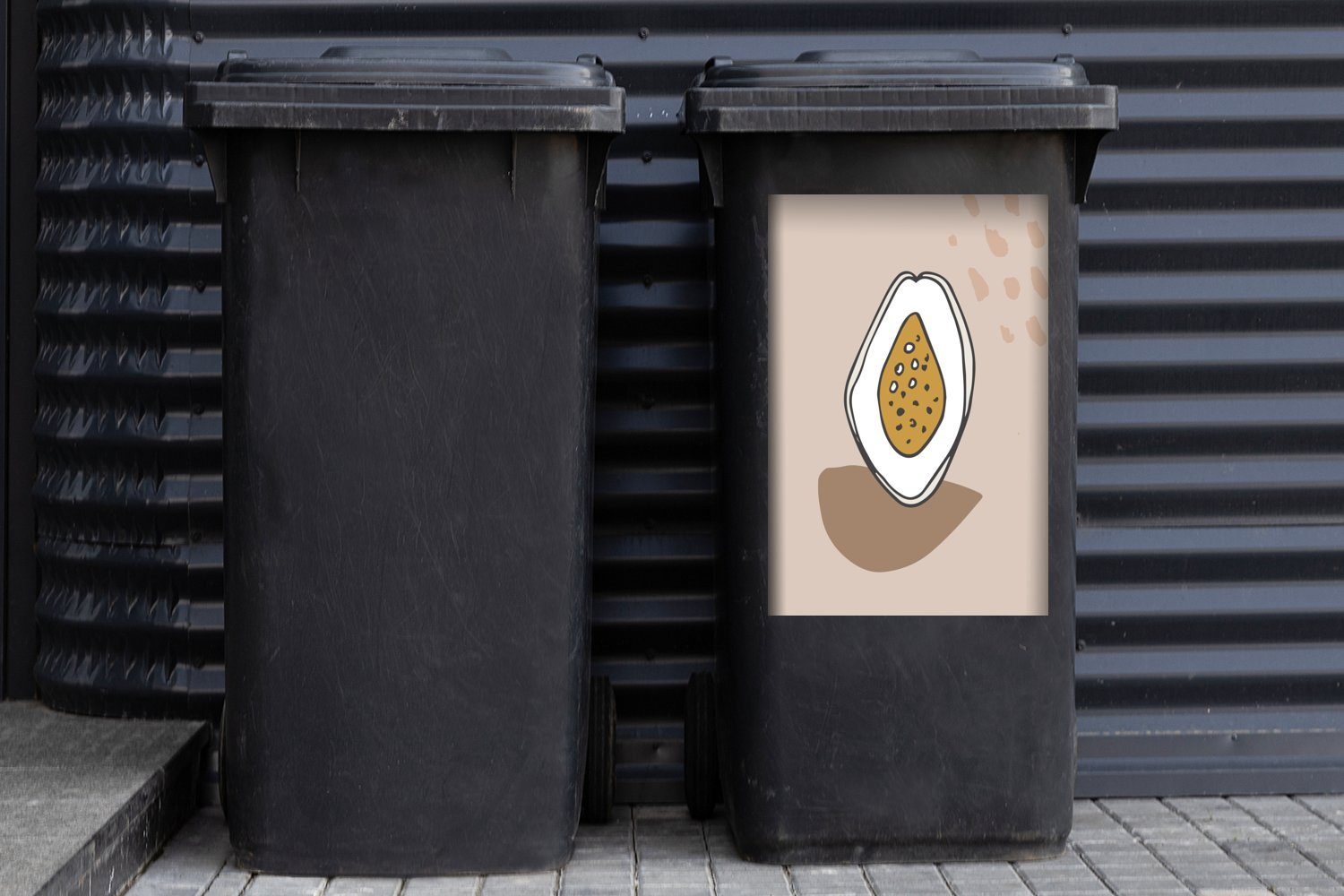Abfalbehälter - Mülltonne, Container, Feige Braun Sticker, - - (1 Grau Sommer St), Mülleimer-aufkleber, MuchoWow Wandsticker