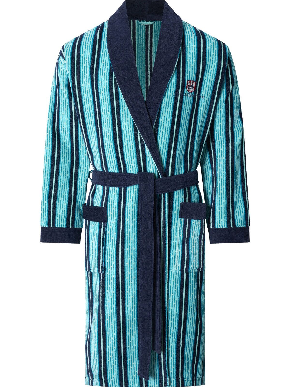 Jan Vanderstorm Bademantel BEKAN, Langform, Baumwolle, -, innen Frottee & außen Velour