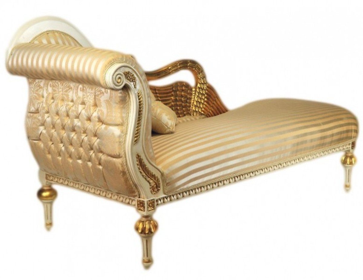 Gold Antik Casa Chaiselongue Luxus / - Wings Luxus Chaiselongue Barock - Weiss Qualität Golden Padrino