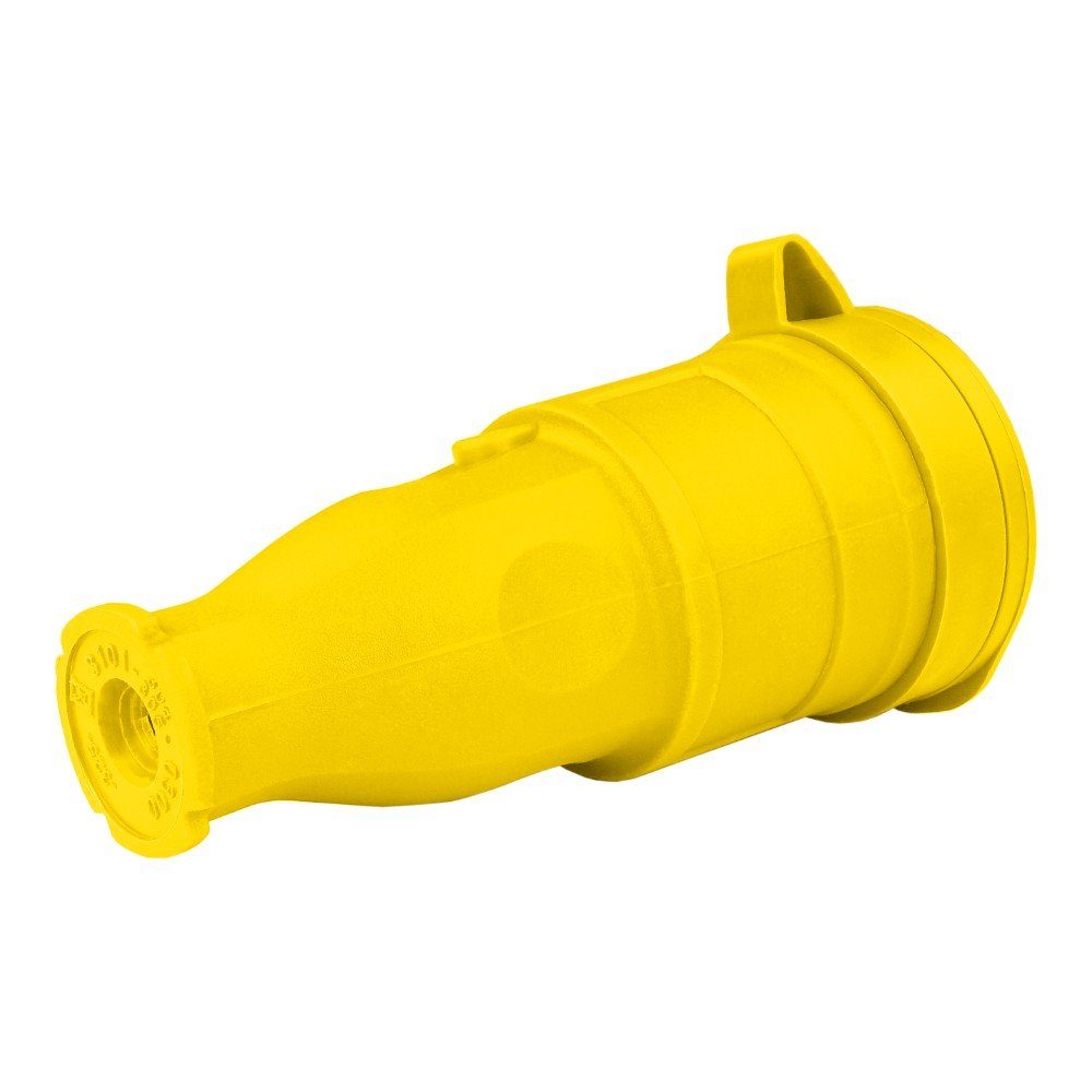 TP Electric Steckdose Schutzkontakt-Gummikupplung 16A IP54, gelb Kupplung 230V spritzwassergeschützt 2P+E Steckdose