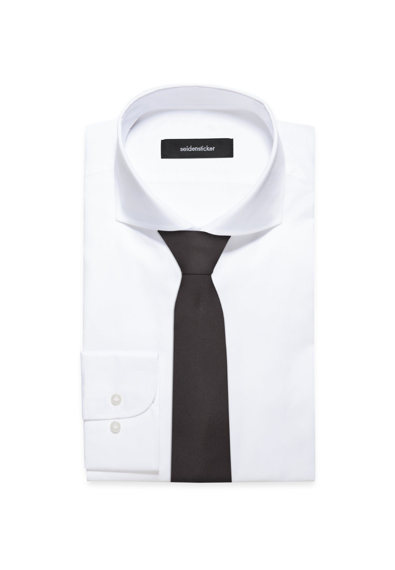 Schwarze Breit (7cm) Krawatte seidensticker Uni Grau Rose