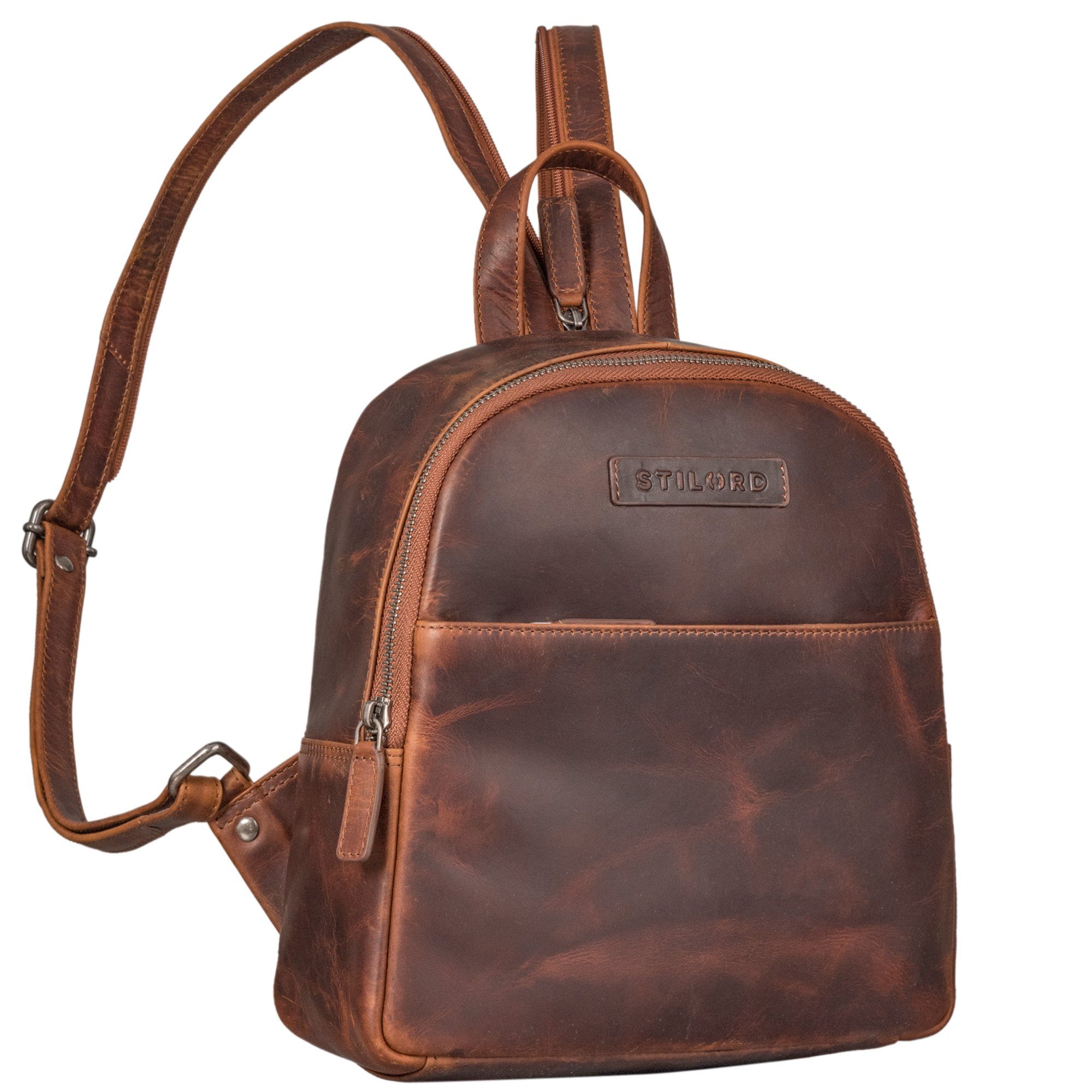 Cityrucksack "Elonora" Vintage Leder Rucksack Tasche 2 in 1 Damen
