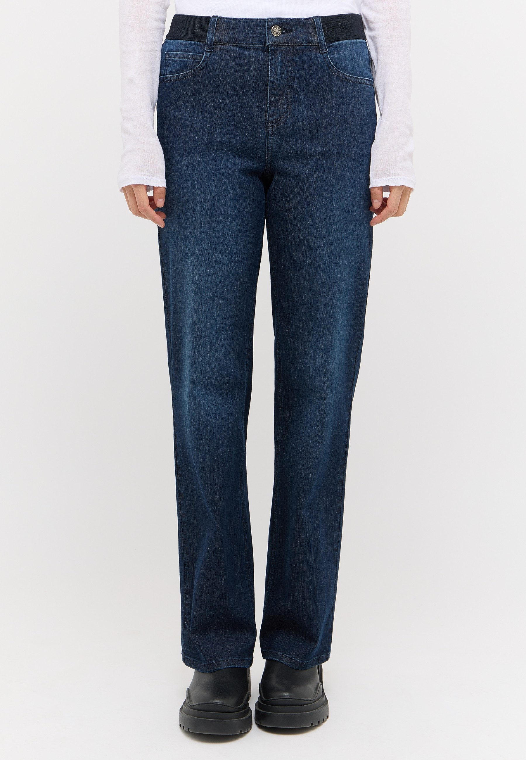 ANGELS 5-Pocket-Jeans L. SPORTY weite Passform, mit Gürtelschlaufen, 1-Knopf-Form