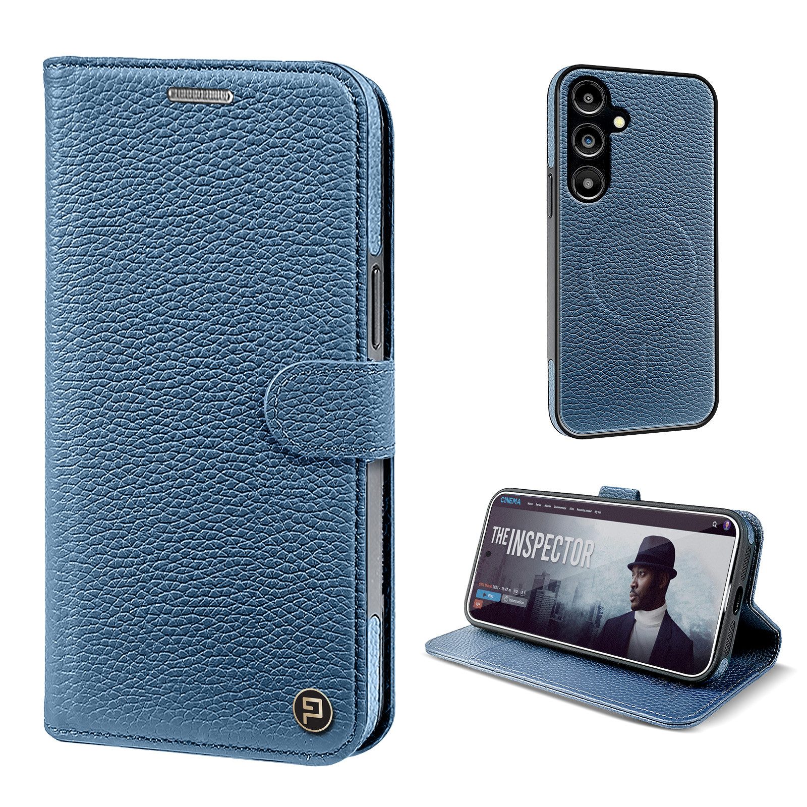 Tec-Expert Handyhülle Echtleder Hülle kompatibel mit MagSafe für Samsung Galaxy S25 6.17 Zoll, 6.17", Cover Klapphülle Case mit Kartenfach RFID Schutz abnehmbarer Bumper