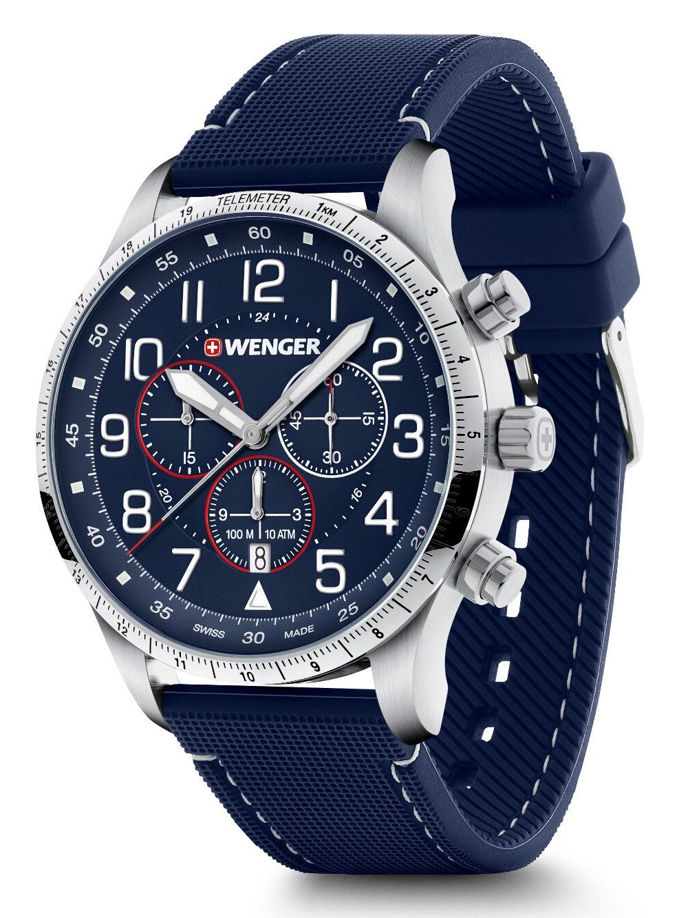 Wenger Quarzuhr Wenger 01.1543.117 Herrenuhr Attitude Chronograph 44mm 10ATM Wenger 01.1543.117 Herrenuhr Attitude Chronograph 44mm 10ATM