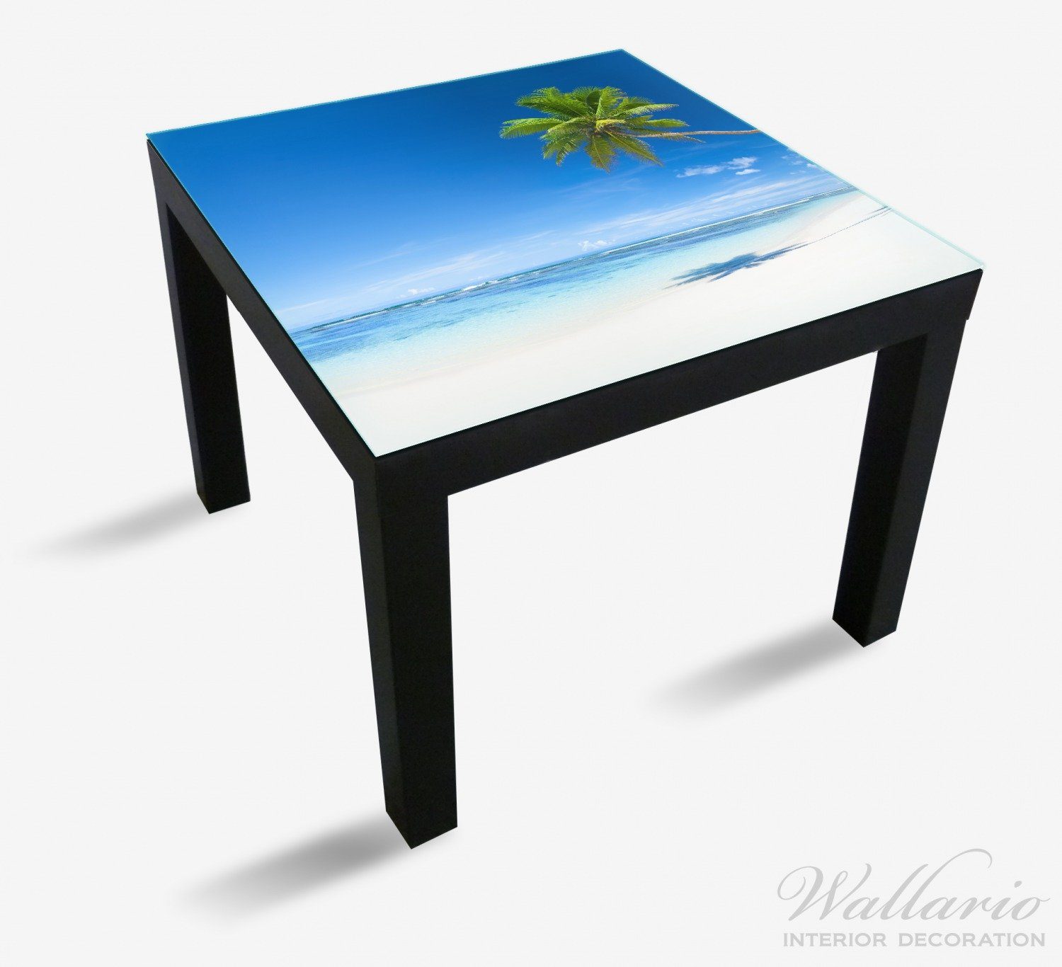 Wallario Tischplatte Weißer Sandstrand am Tisch Meer geeignet Ikea Lack - (1 Ein Traum St), unter Palmen für