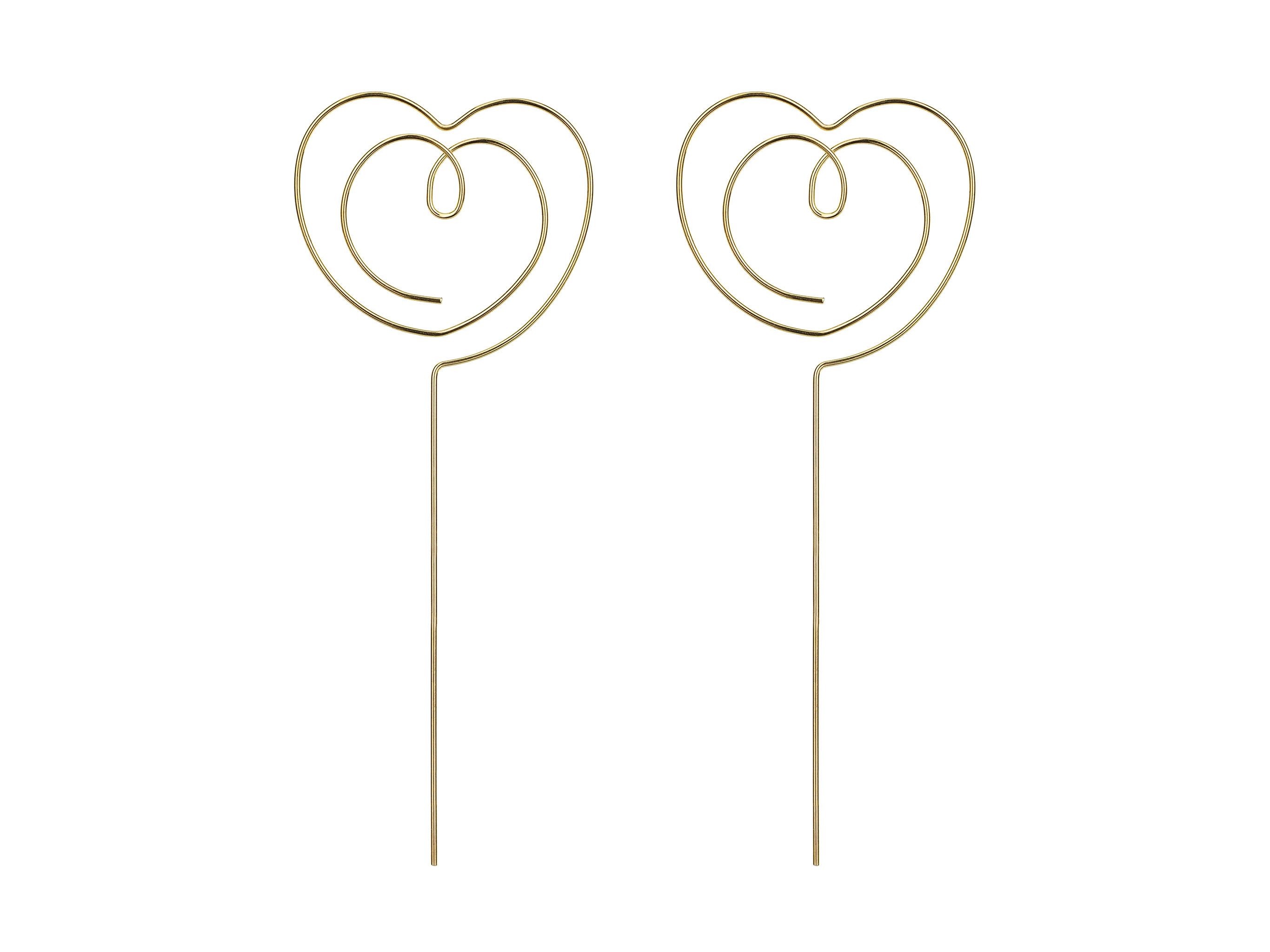 partydeco Tortenstecker, Cake Topper Herzen 12cm Metall Gold 2er Set