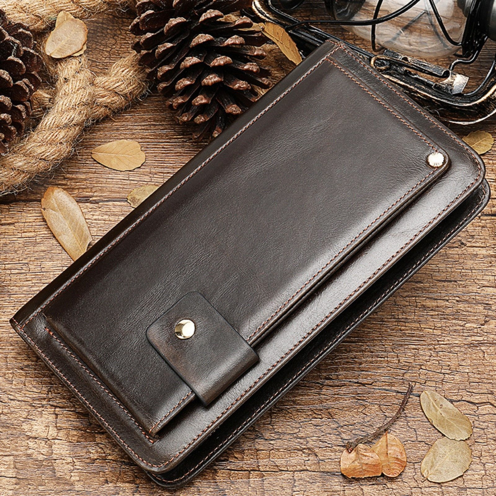 YUBRO-STUDIO Clutch Herren Geldbörse Echtleder Großes günstig online kaufen