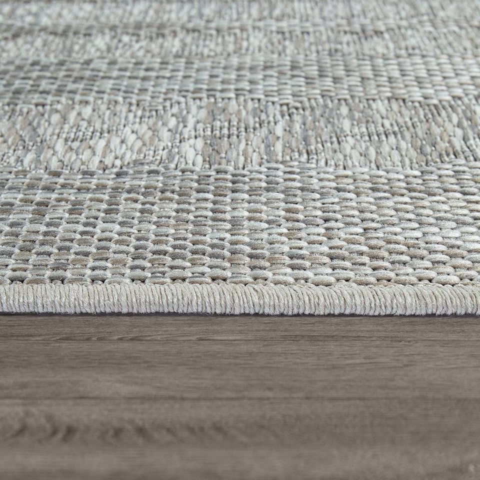 Teppich Liege 390, Paco Home, rechteckig, Höhe: 4 mm, Flachgewebe, melierte  Sisal Optik, mit Bordüre, Outdoor geeignet, für den Innen- und Außbereich  geeignet, perfekt für Balkon und Terrasse