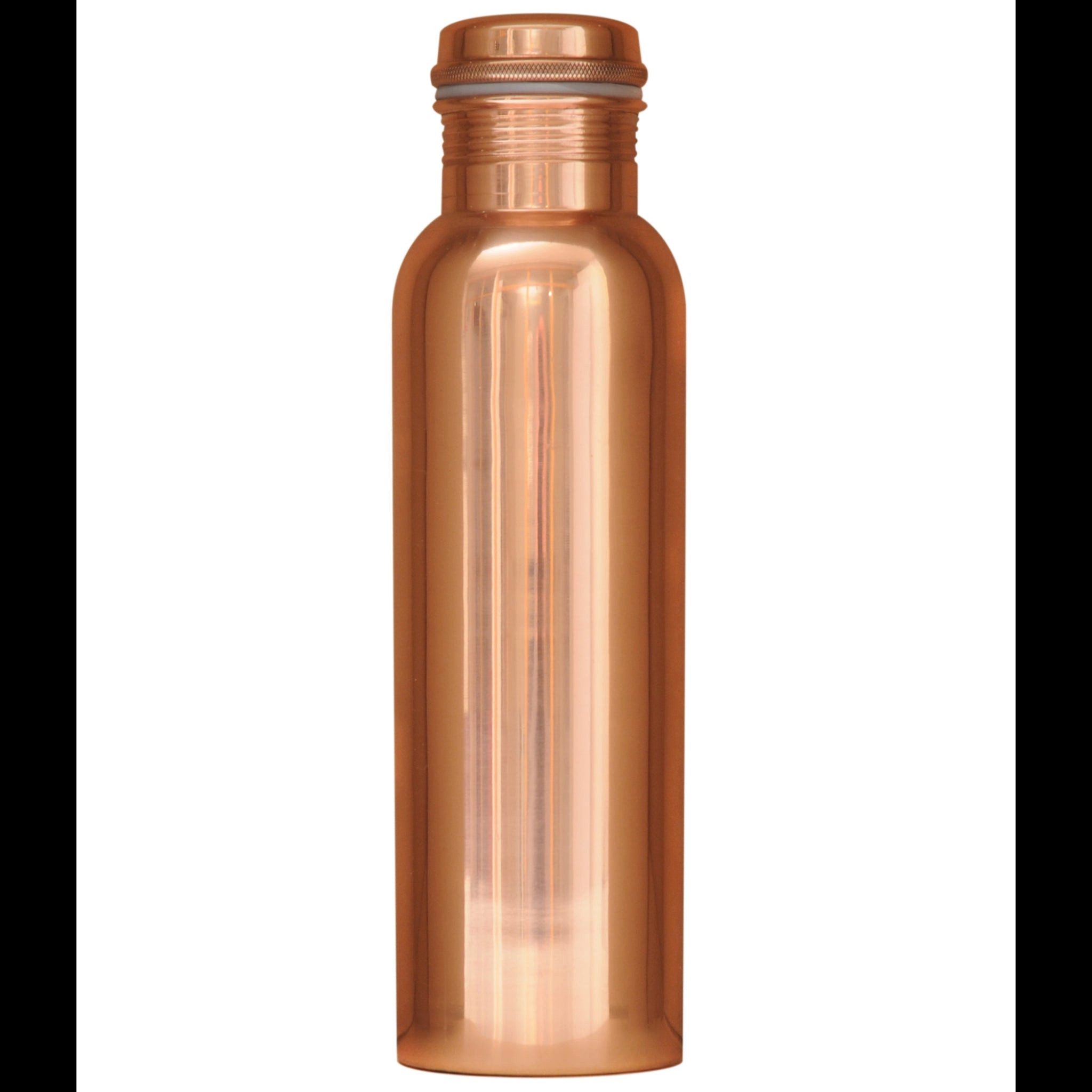 Yogishop Trinkflasche Kupferflasche glänzend, 0,9 l, Edle Wasserflasche aus Kupfer.