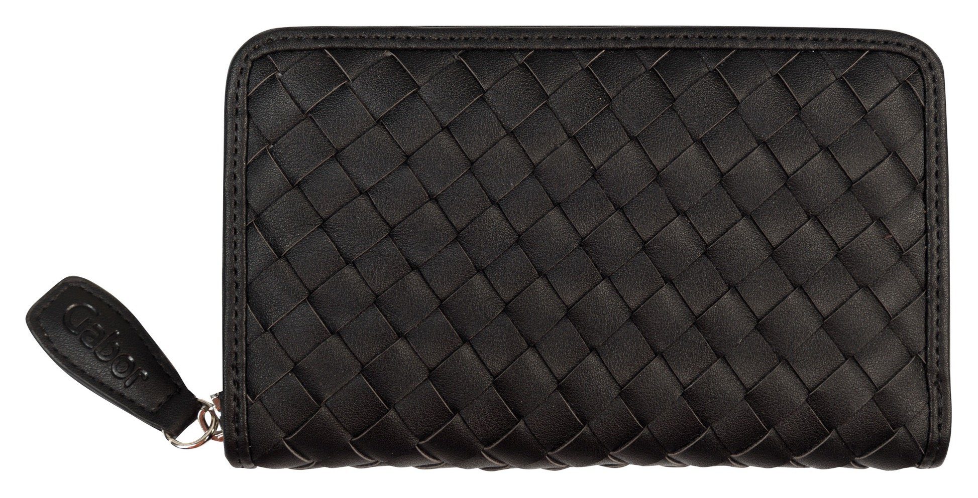 Gabor Geldbörse Medium zip wallet, in Flecht Optik black