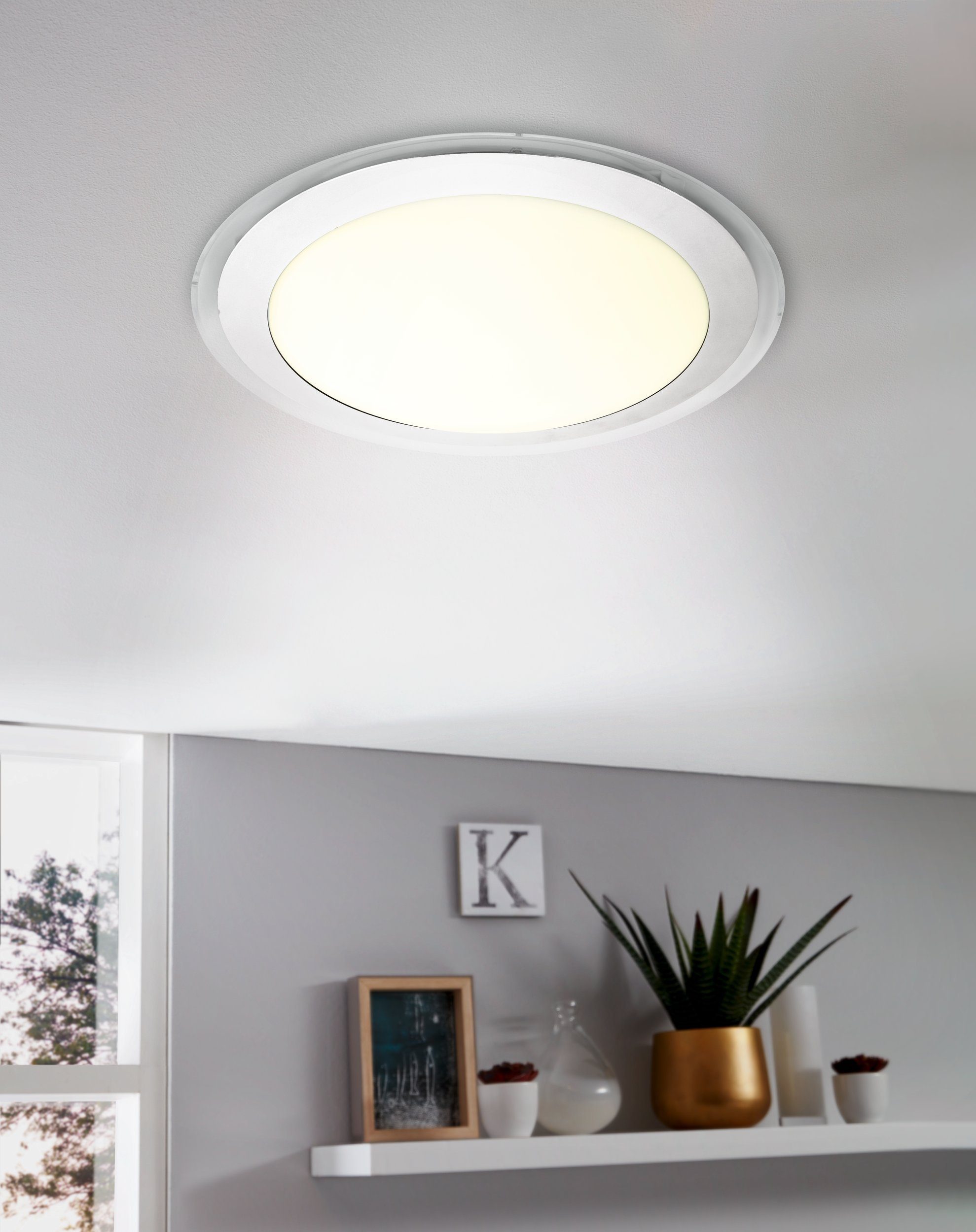 EGLO LED Deckenleuchte Competa 1, Leuchtmittel inklusive, Deckenleuchte, Deckenlampe, Wohnzimmerlampe, Silber, weiß, Ø43, 5 cm