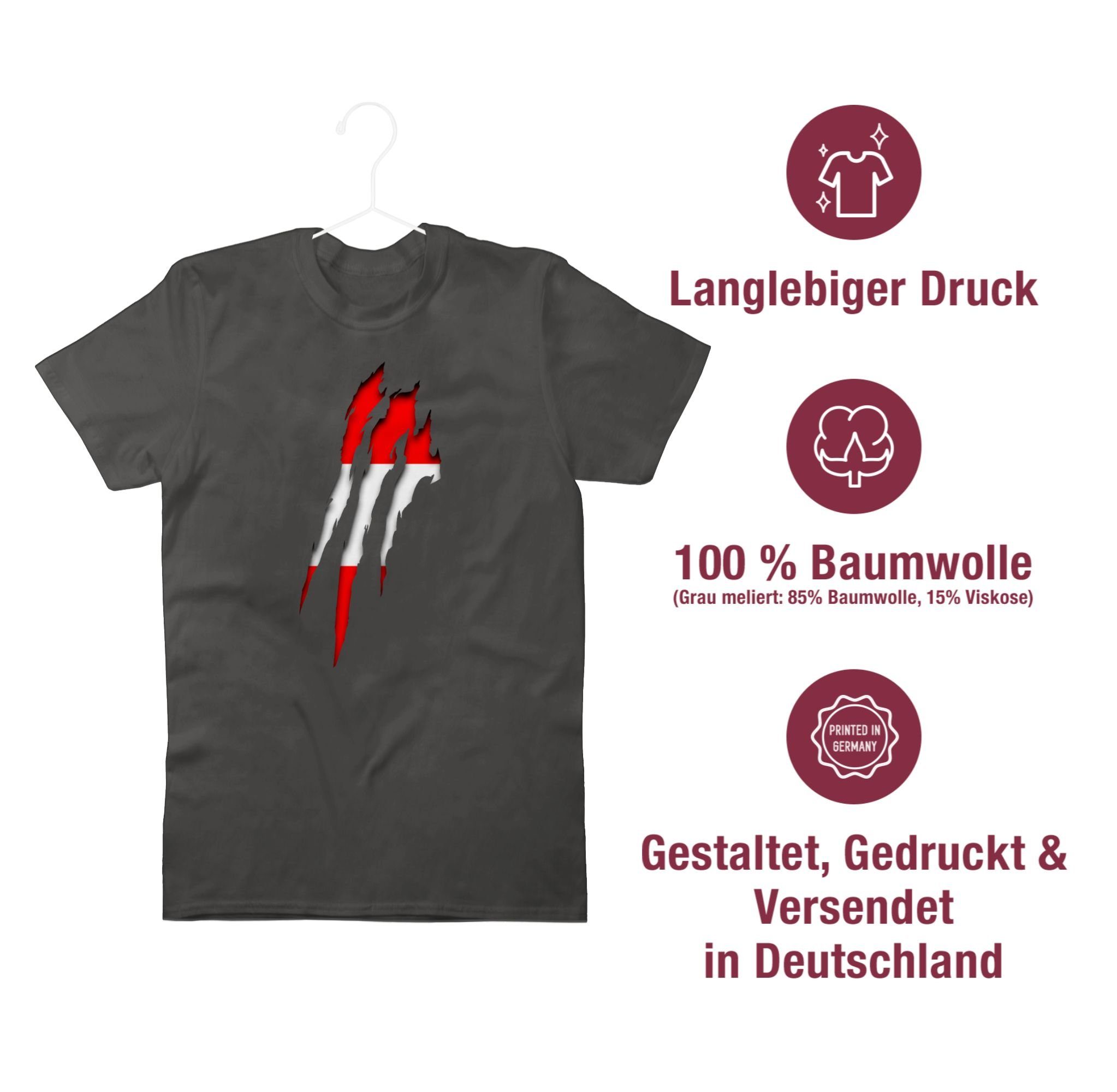 T-Shirt Krallenspuren 02 Länder Dunkelgrau Österreich Wappen Shirtracer