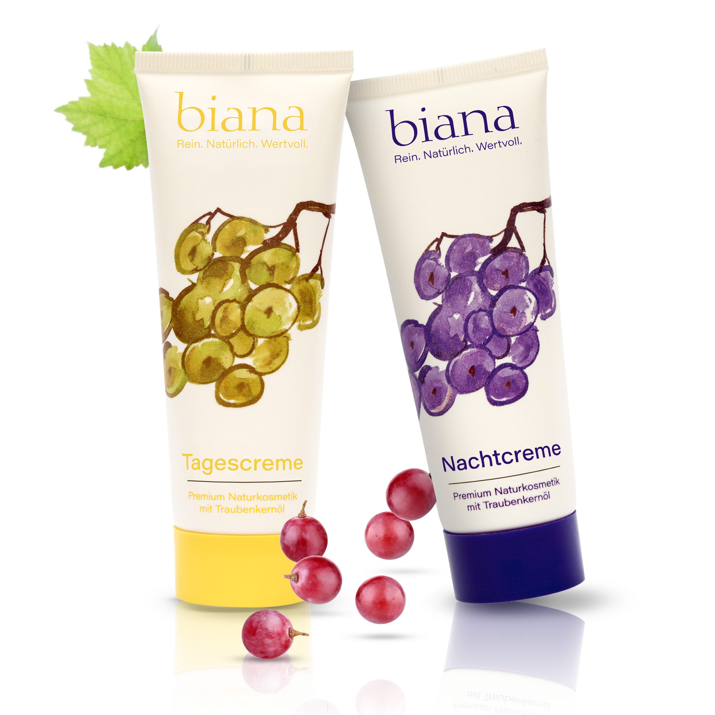 biana Gesichtspflege & Nachtcreme Naturkosmetik Bundle, mit kalt gepresstem Traubenkernöl OPC