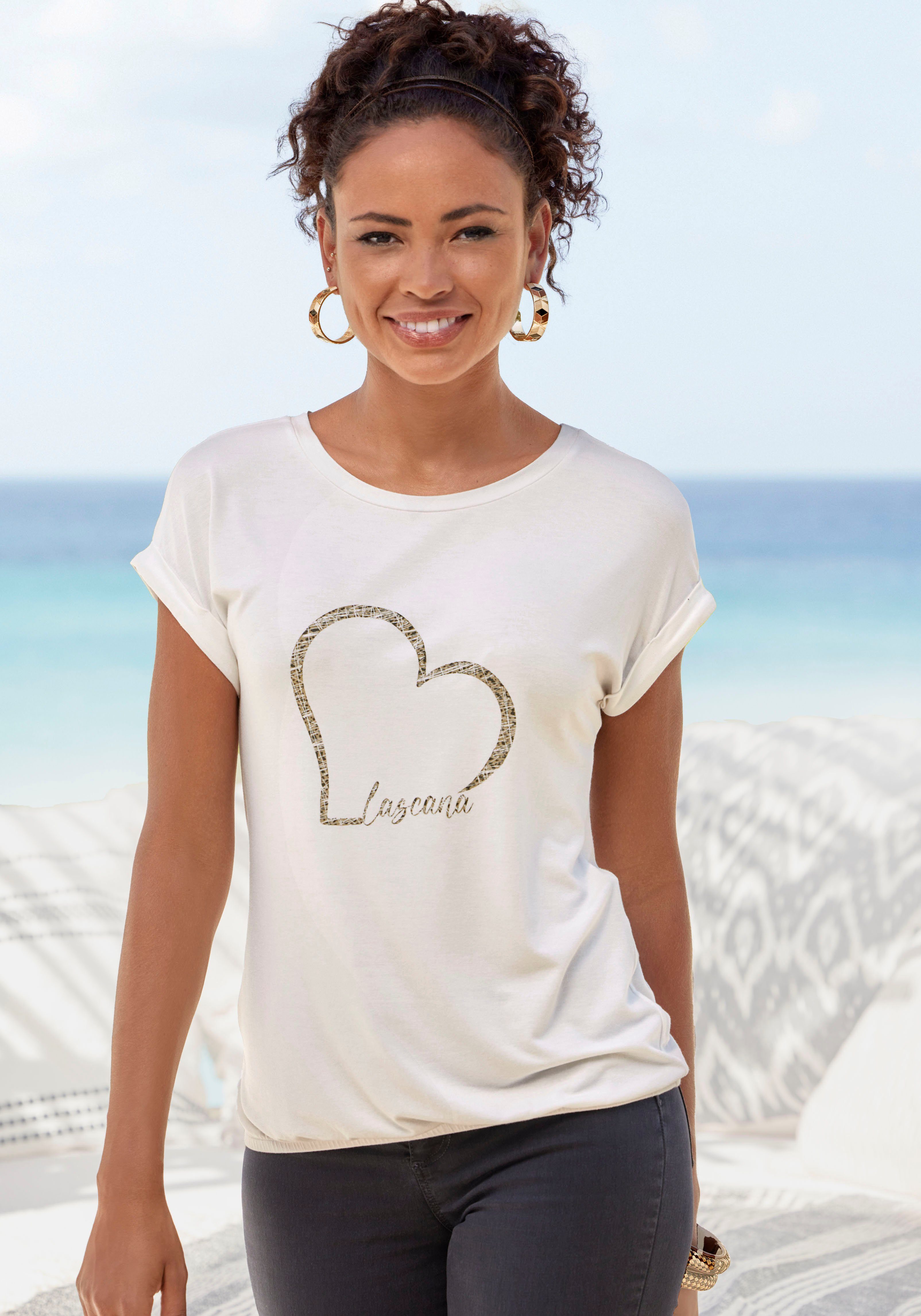 LASCANA T-Shirt (1-tlg) mit Logo-Print